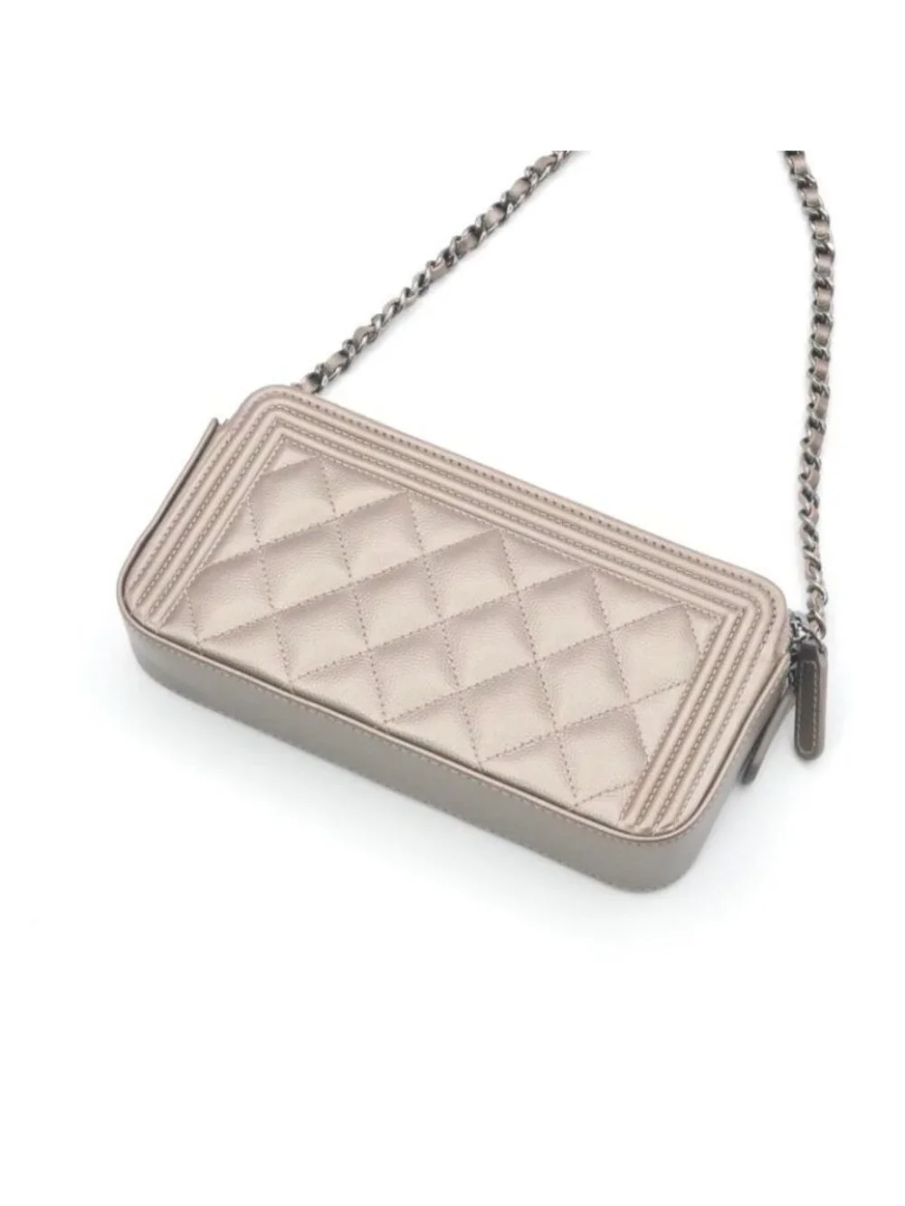 Chanel Wallet Gold Silver CC Logo Boy Chain Shoulder